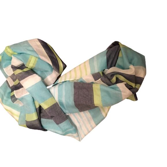 Calvin Klein‎ Striped Infinity Scarf Women's Blue Green White One Size Casual - Picture 5 of 6